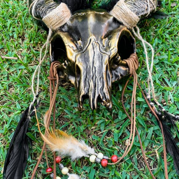 Devil Skull Black Gold Goat Horned Masquerade Halloween Party Costume Mask - Picture 6 of 6